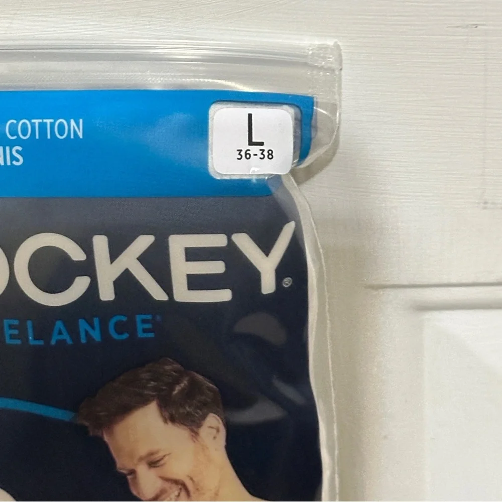 Jockey Mens‎ Size L 36-38 White Elance Bikini 3-Pack Underwear Cotton Comfort